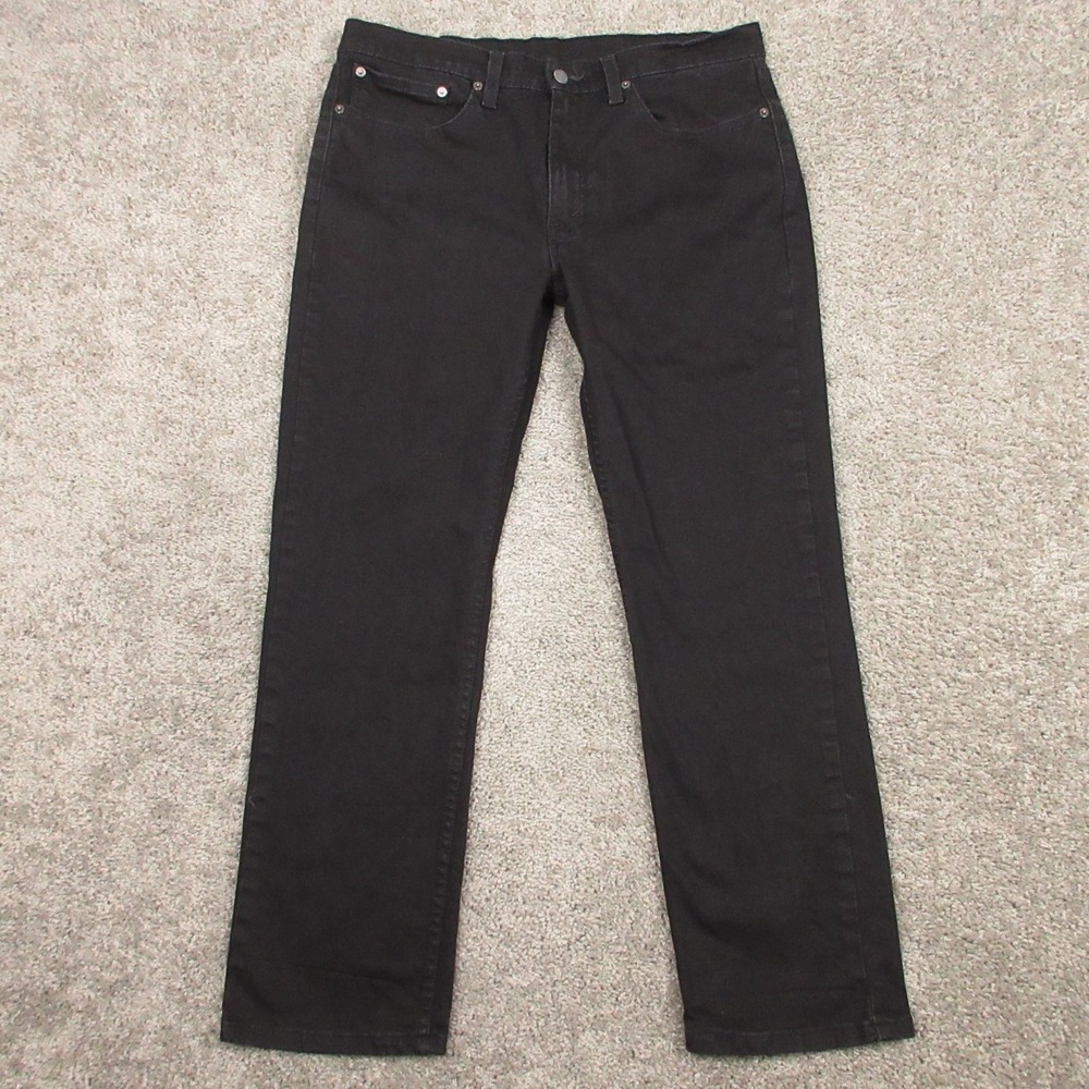 Levis Jeans Mens 34x30 Black 514 Slim Straight Zip Fly Dark Wash Denim Pants‎